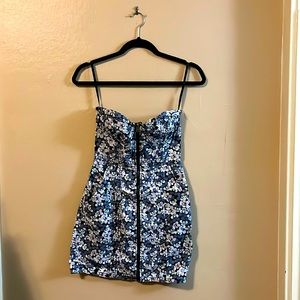 H&M Strapless Front Zipper Pink Purple Periwinkle Bustier Mini Dress 4